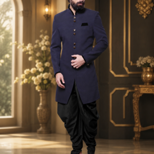 Royal Navy Blue Dhoti Sherwani