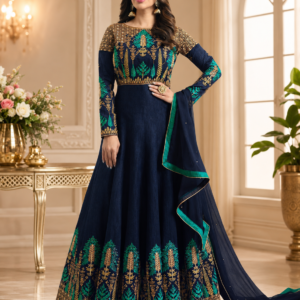 Noor-E-Navy Designer Anarkali Gown Set