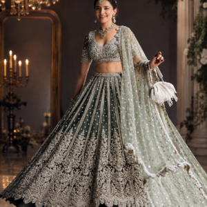 Zarmina Sage Green Bridal Lehenga Set